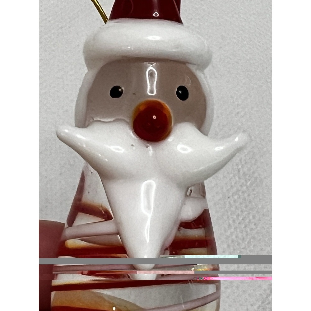 Art Glass Santa Christmas Ornament Red White Swirl Hand Blown Holiday Kitsch Vtg - Picture 7 of 9